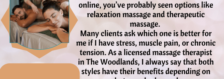 relaxation vs. therapeutic massage. Has a snippet of what the blog is about and two pictures showing the difference.