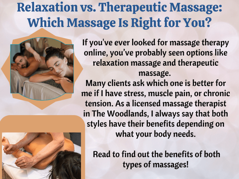 Relaxation vs. Therapeutic Massage in The Woodlands: Which Massage Is Right for&nbsp;You?